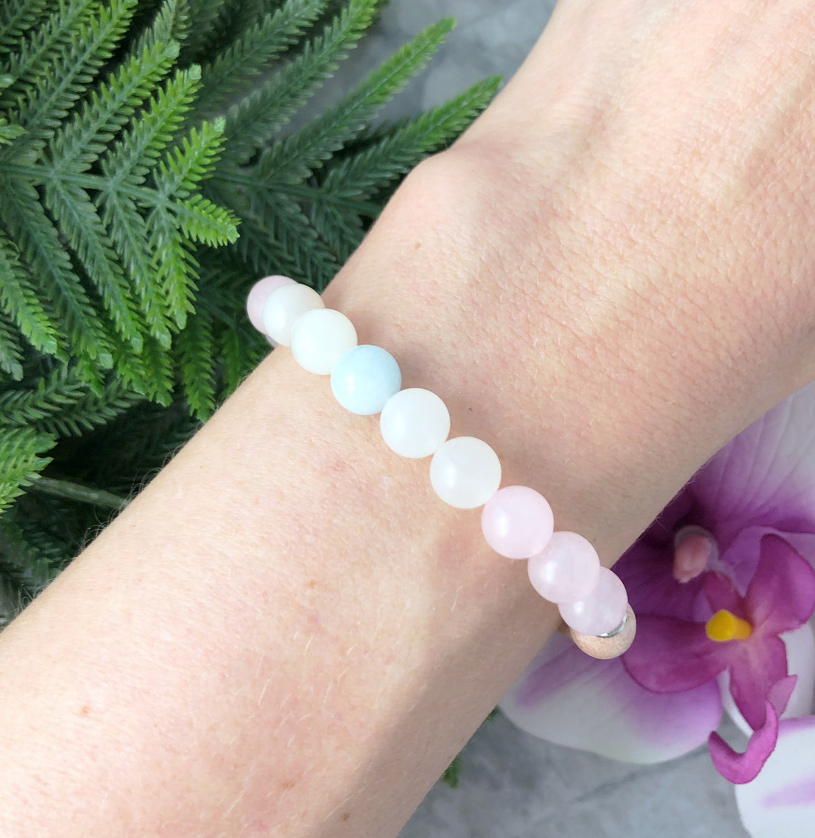 Genuine Crystal Bracelet, Fertility wish gift, Mom To Be Jewelry, Baby Showe Gift Ideas, retailer Natural Moonstone, Genuine Aquamarine, Rose Quartz