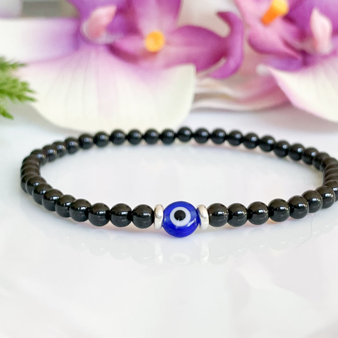 Black Tourmaline Evil Eye Bracelet for Men