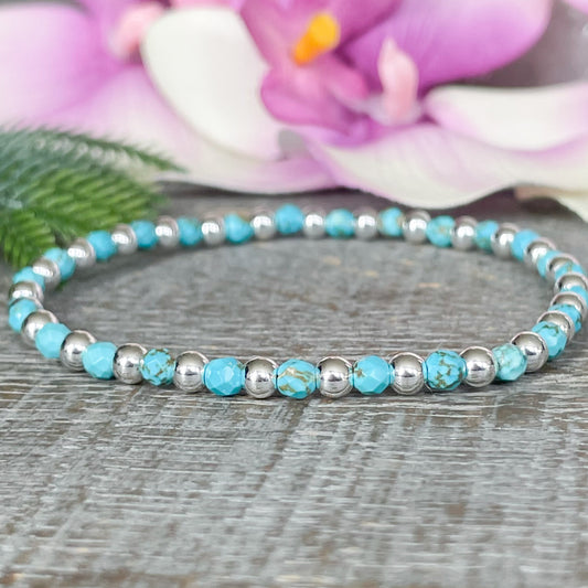 4mm Dainty Turquoise December Birthstone Bracelet