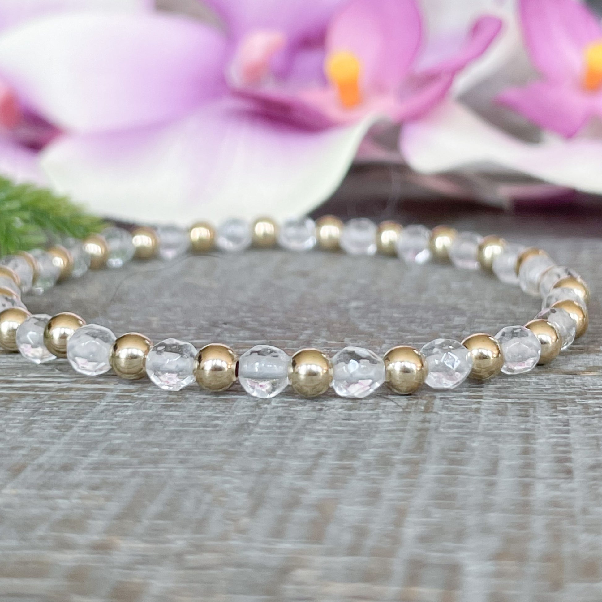 4mm Dainty Crystal April Birthstone Bracelet