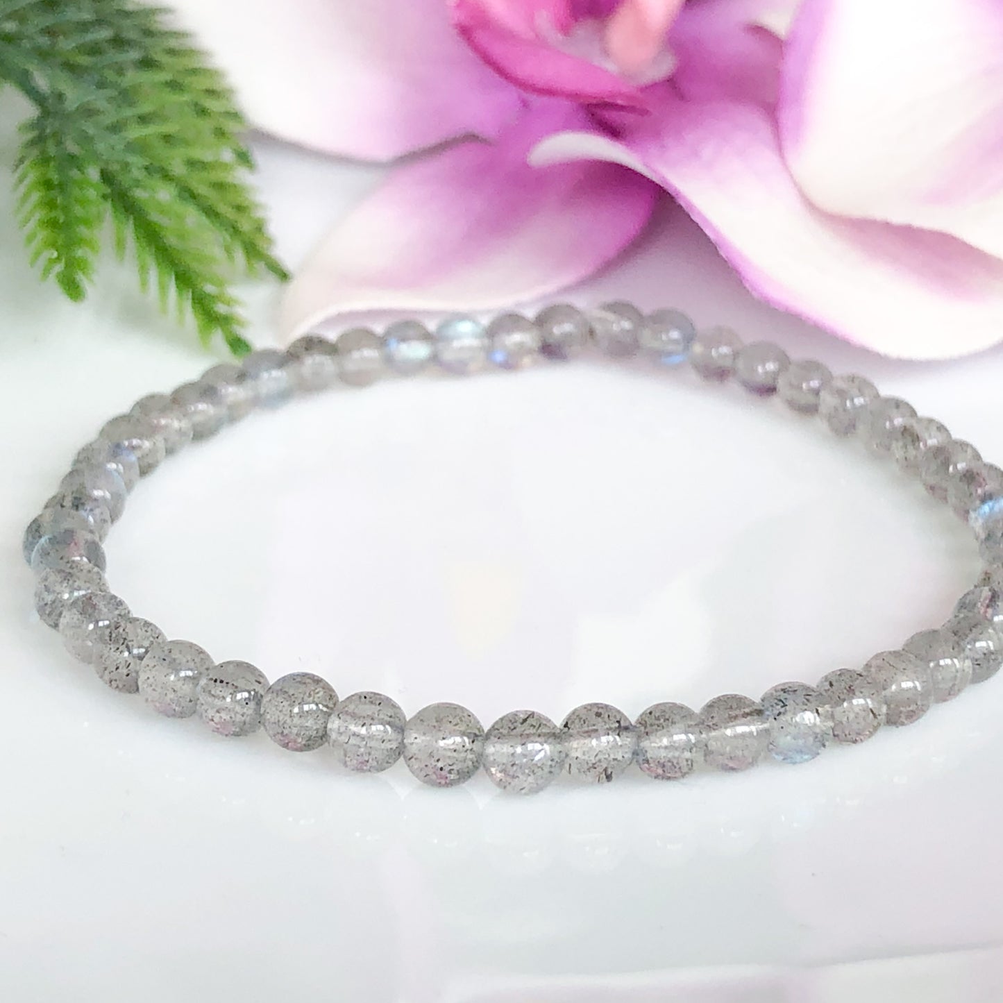 4mm Tiny Labradorite Bead Gemstone Bracelet