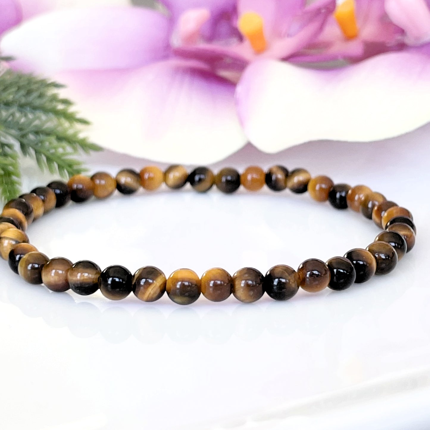 4mm Real Tigers Eye Gemstone Bracelet