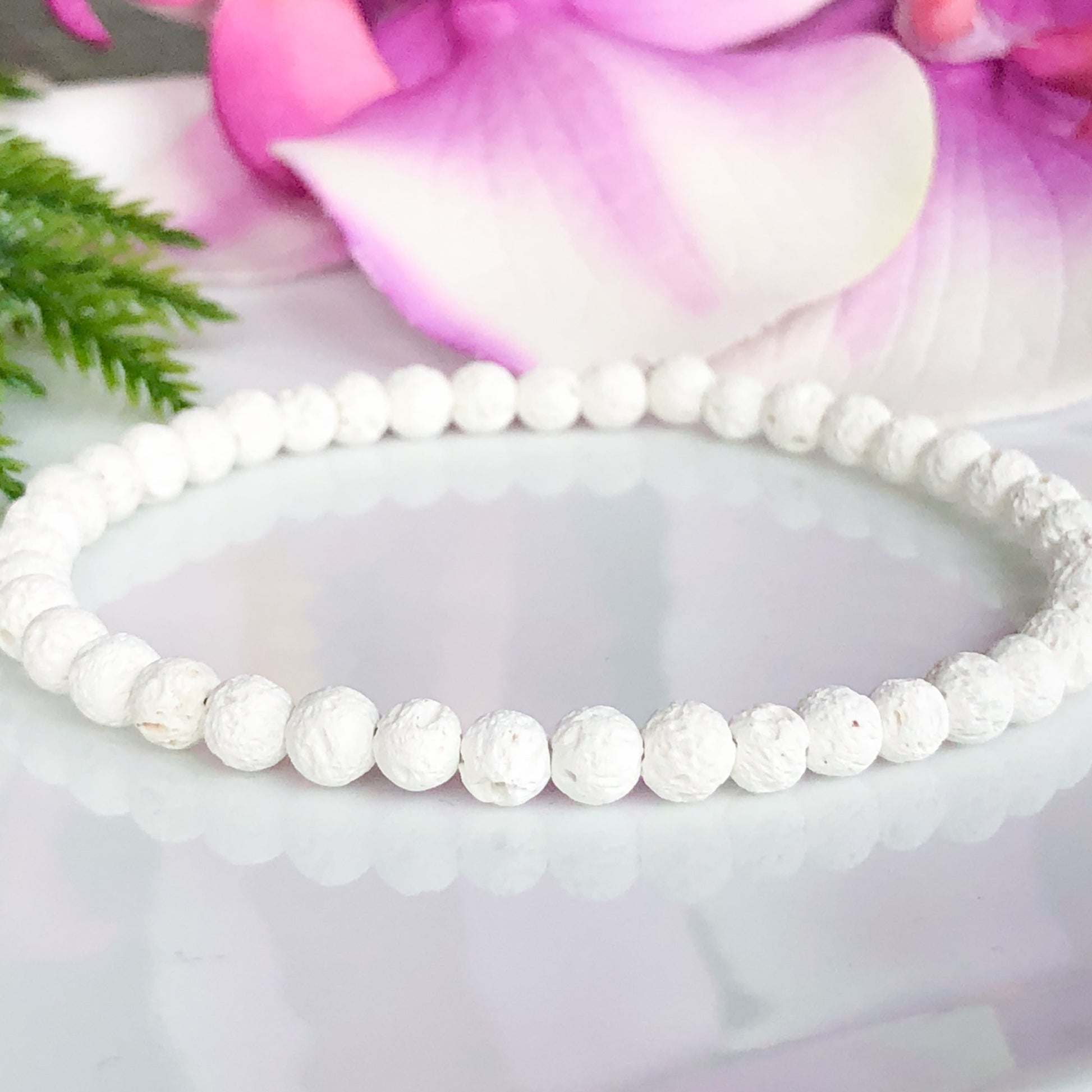 Tiny White Lava Stone Diffuser Bracelet