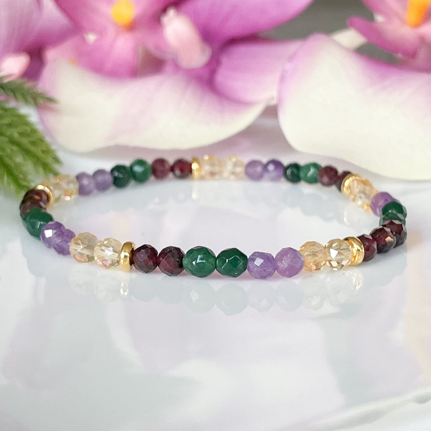 4mm faceted gemstone bracelet 