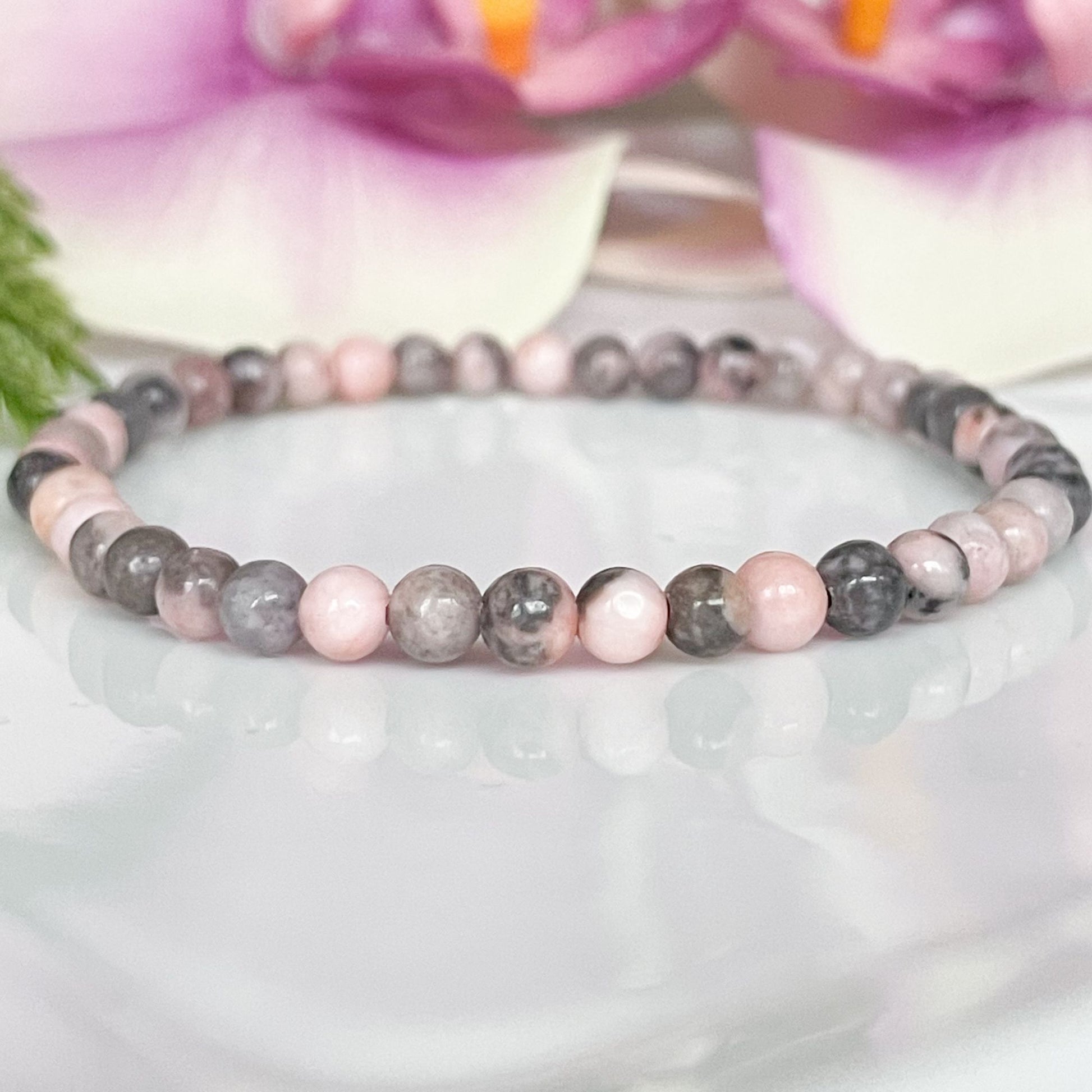 4mm pink zebra jasper bracelet
