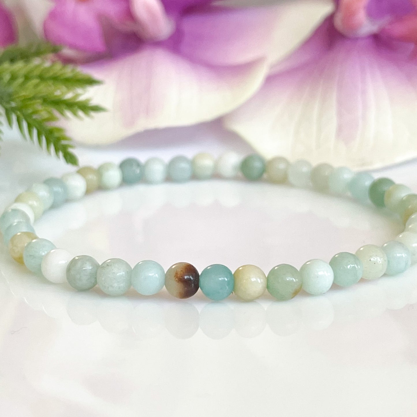 4mm Amazonite Beaded Gemstone Bracelet