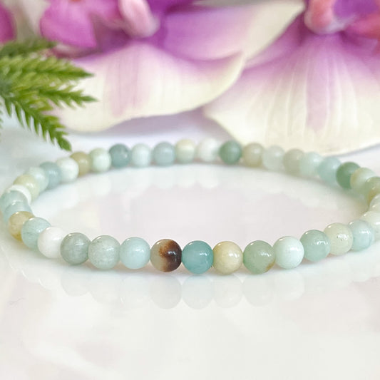 4mm Amazonite Beaded Gemstone Bracelet