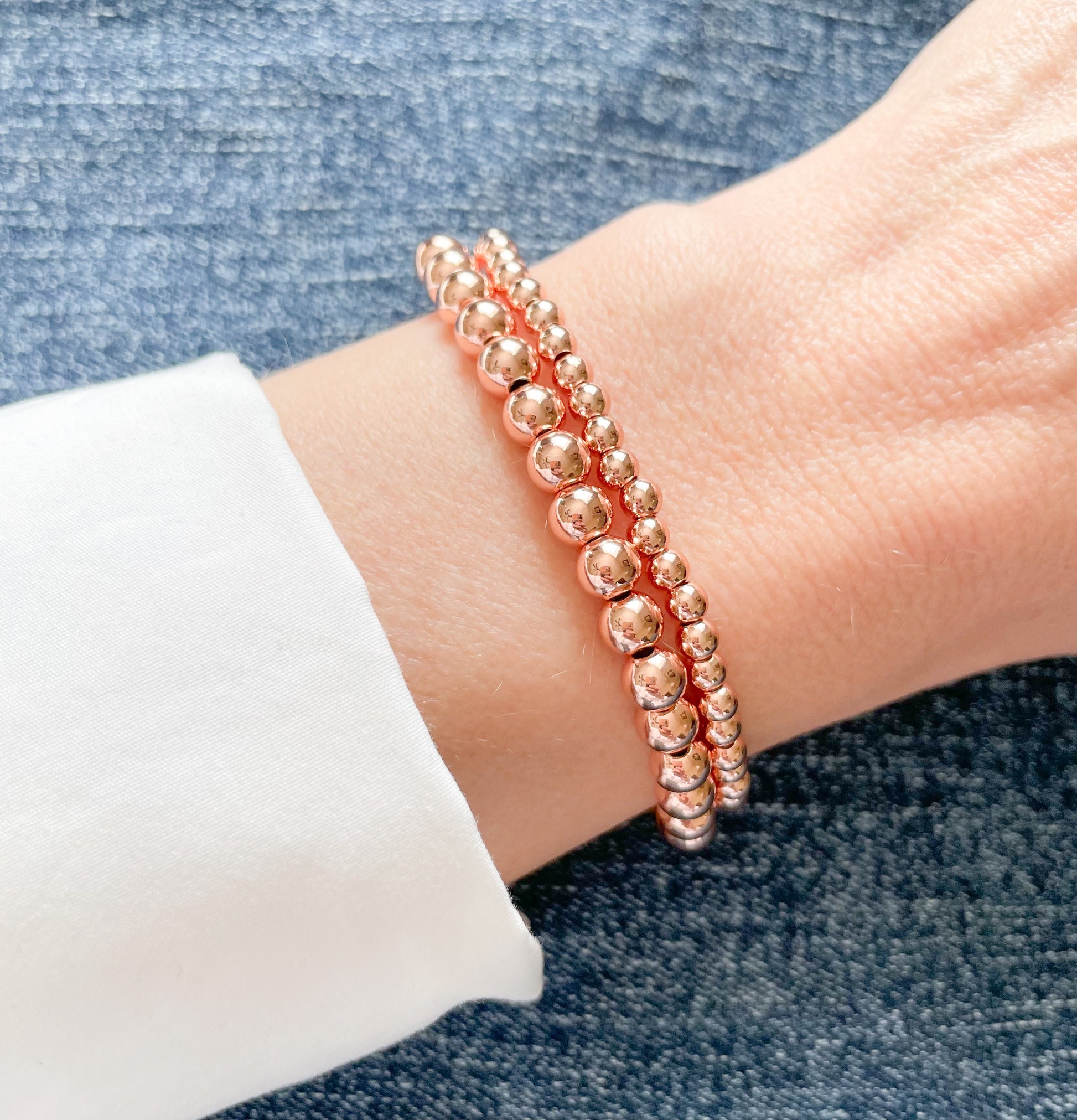 Rose Gold Ball Beaded Bracelet for Women