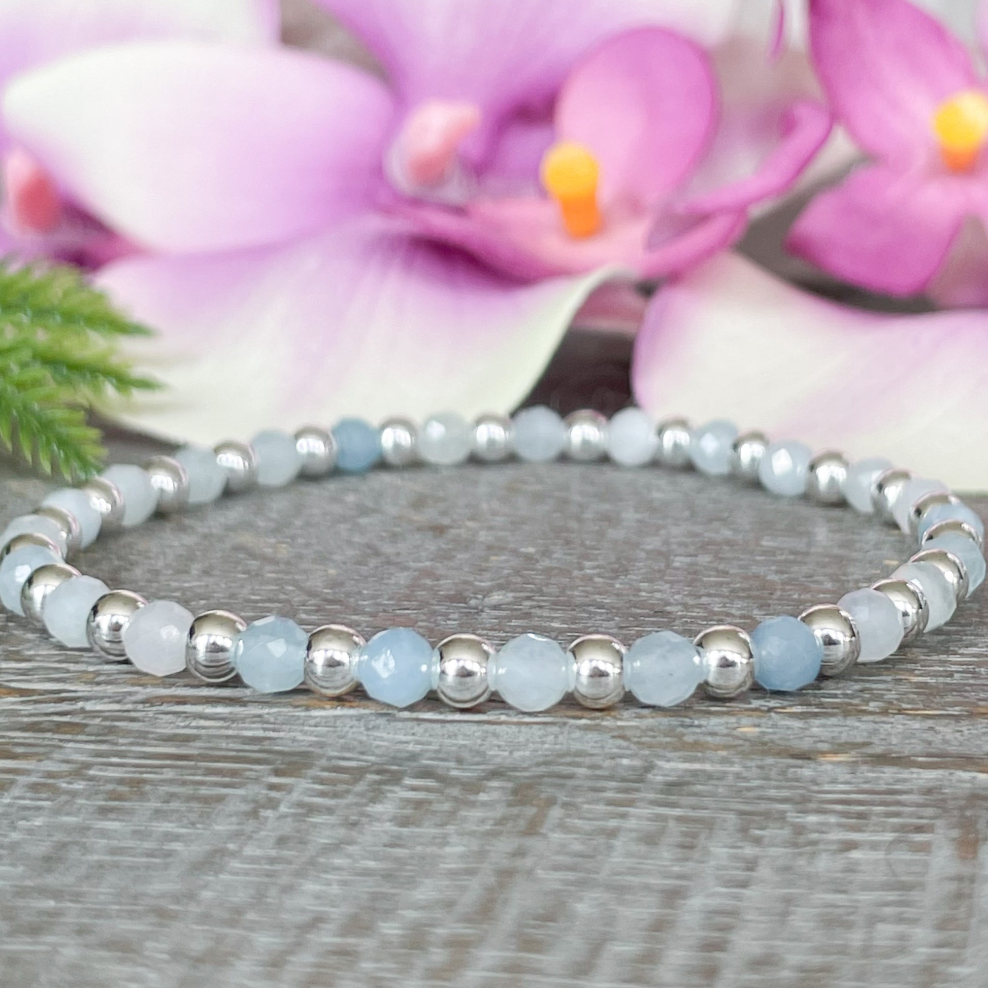 4mm Dainty Aquamarine March Birthstone Bracelet