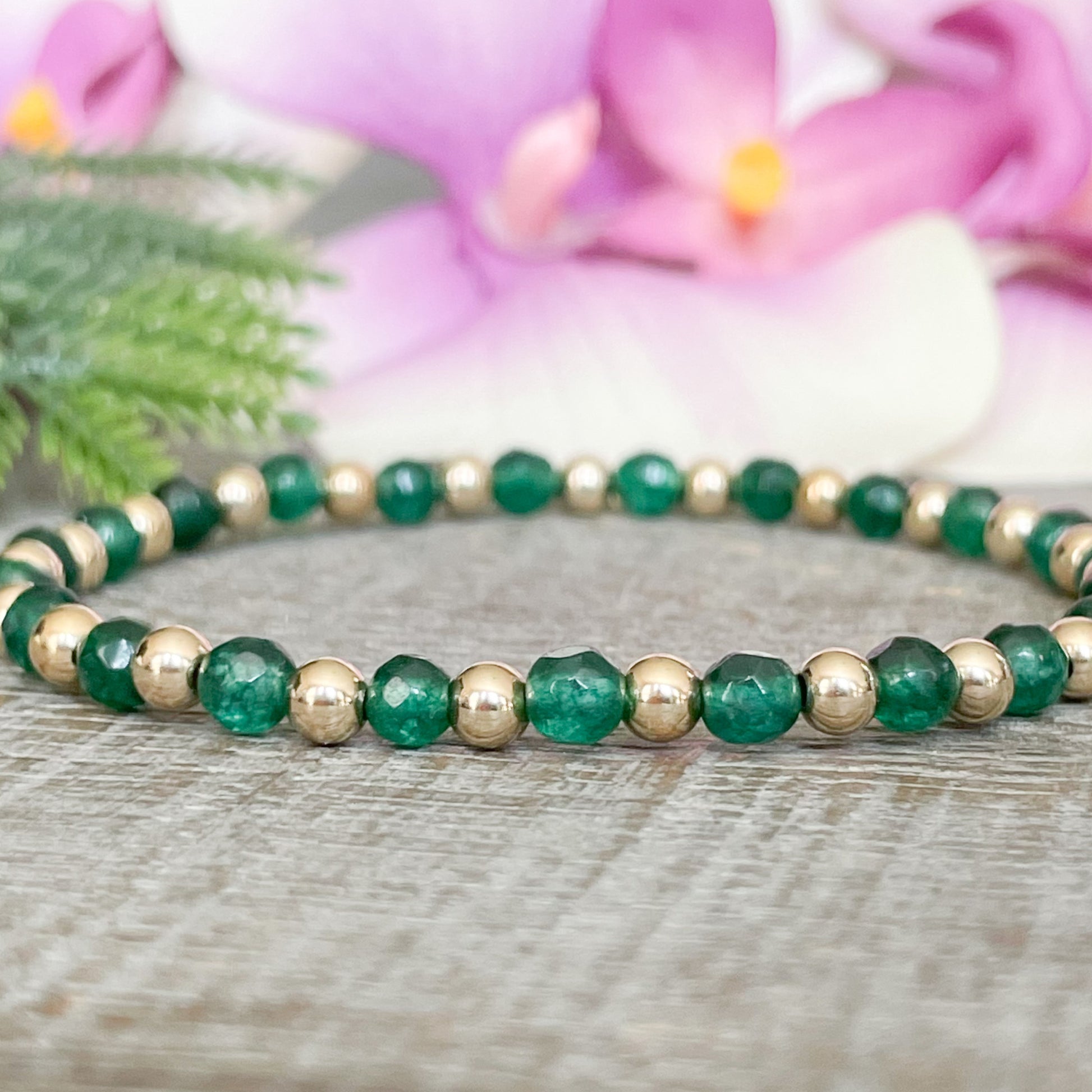 4mm Dainty Emerald May Birthstone Bracelet