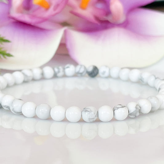 4mm White Howlite Natural Stone Bracelet