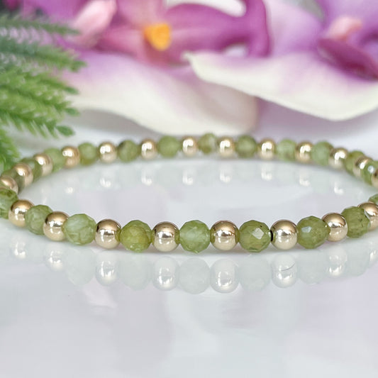 4mm Dainty Peridot August Birthstone Bracelet