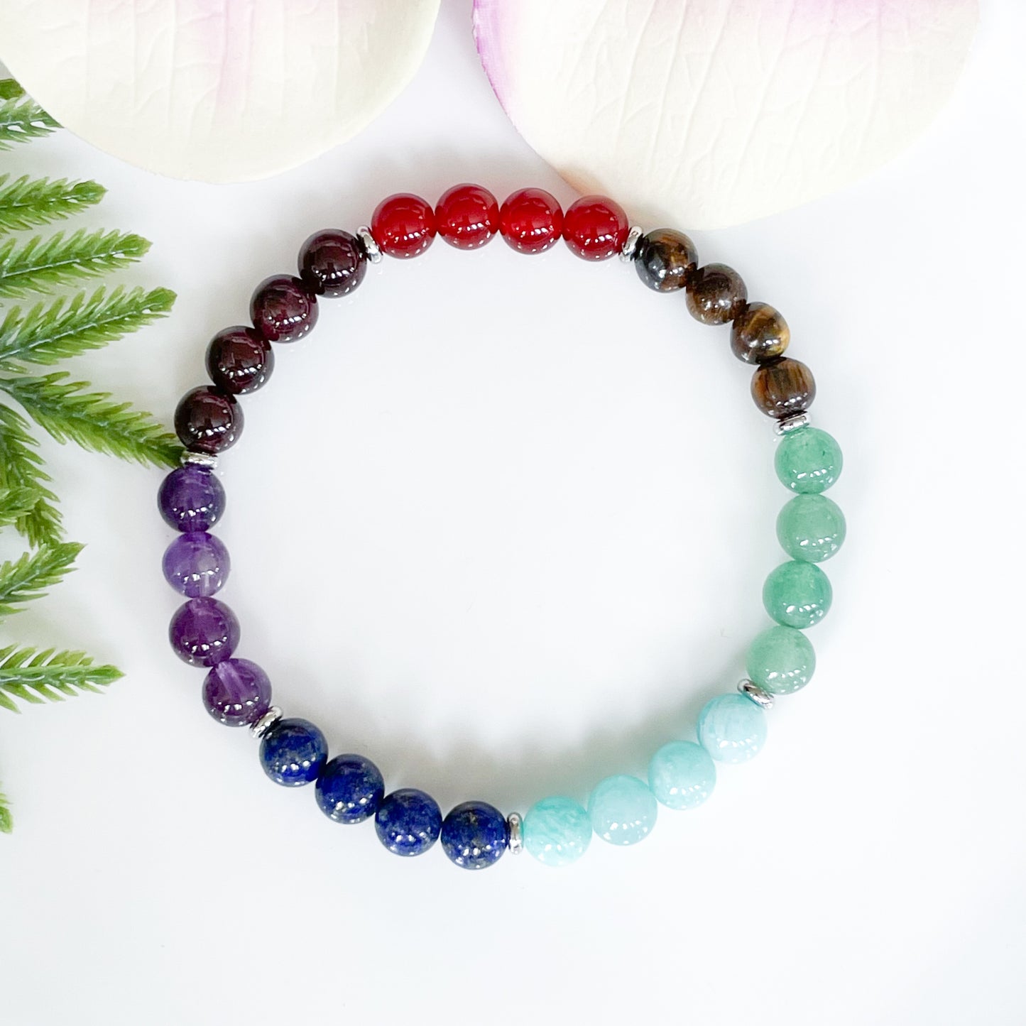 Genuine 6mm 7 Chakra Healing Crystals Bracelet