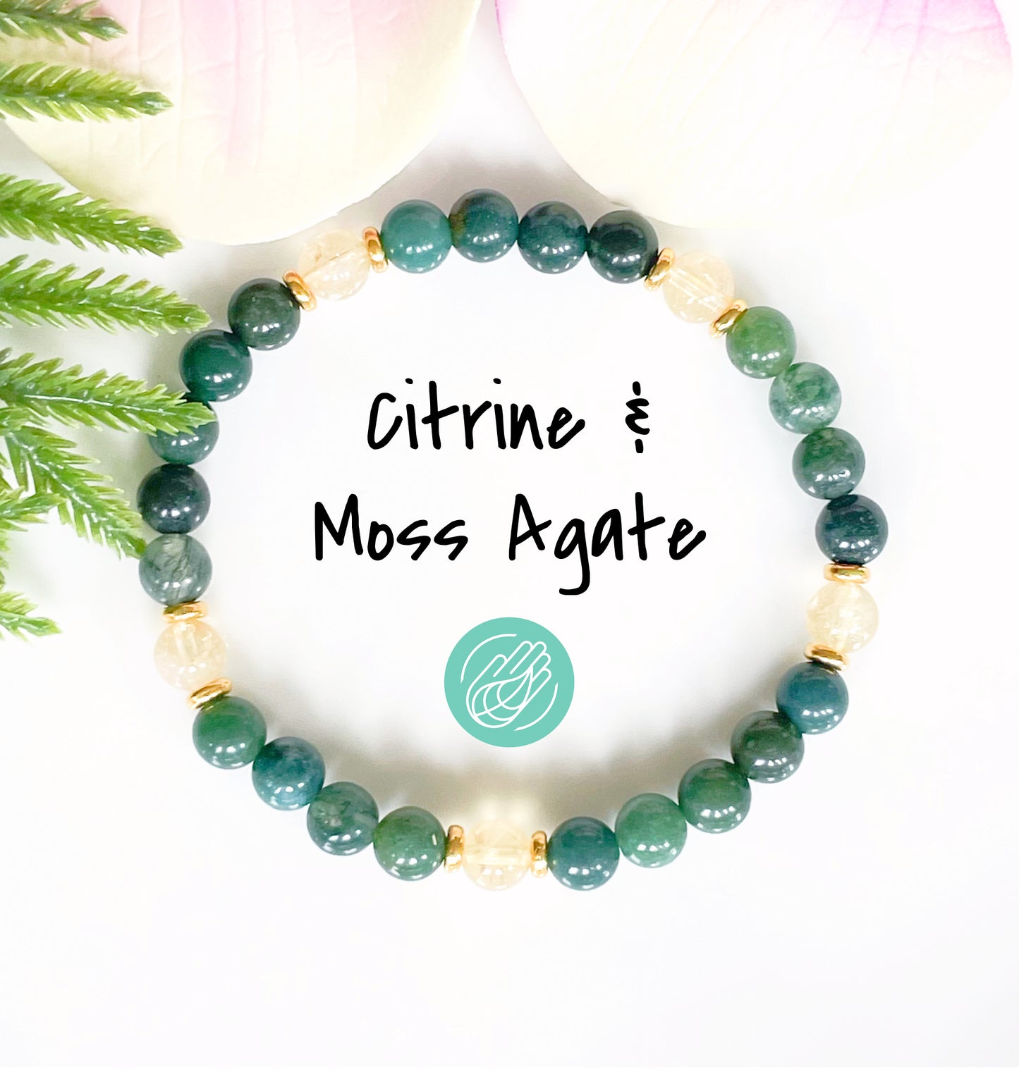 Ctrine and Moss Agate Gemstone Bracelet for Women