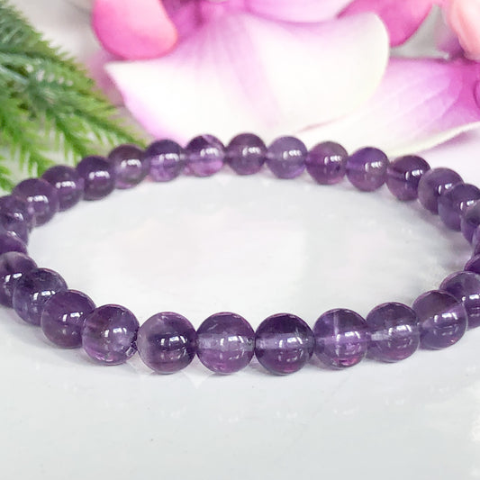 6mm Real Amethyst Gemstone Bracelet