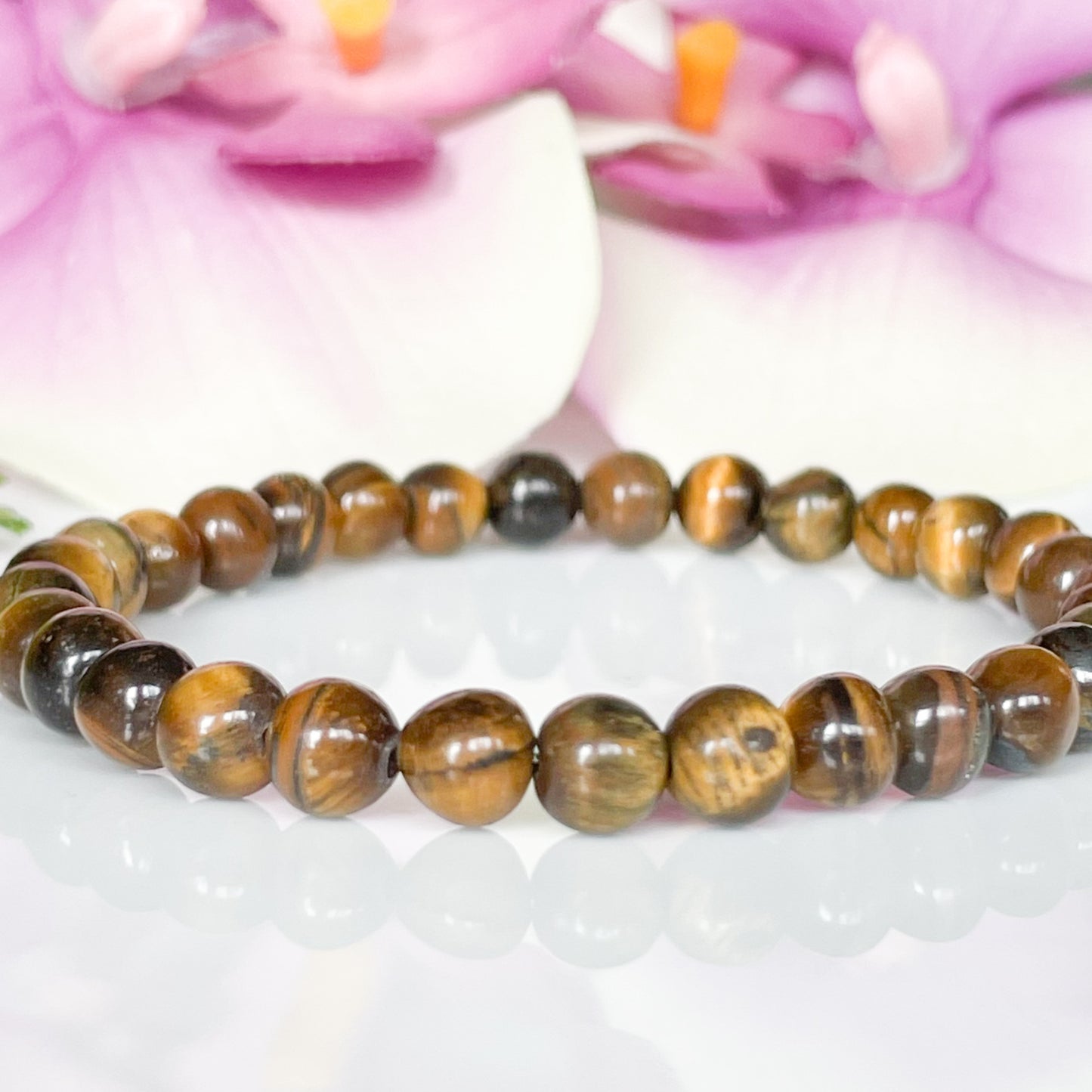 6mm Real Tigers Eye Gemstone Bracelet