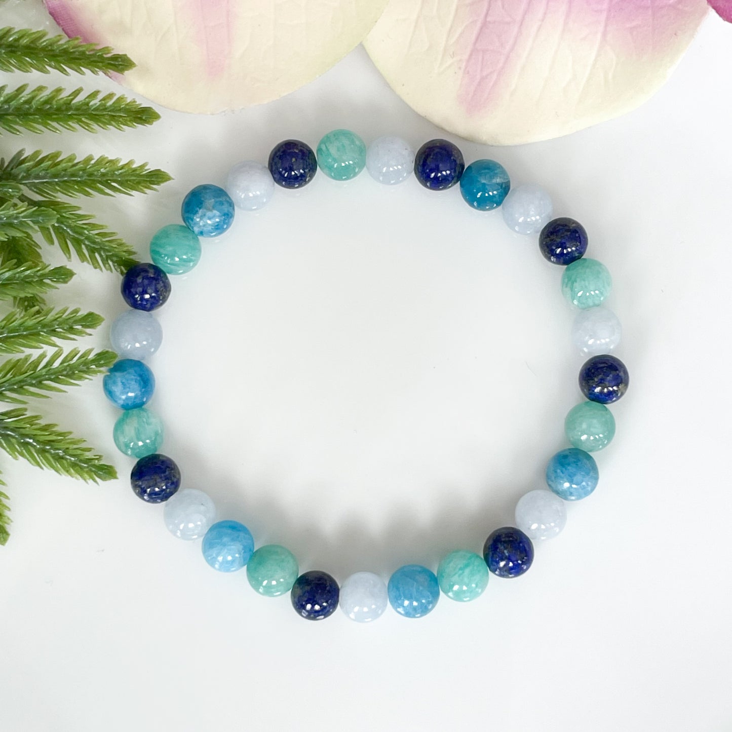 Throat Chakra Healing Crystals Bracelet 6mm Gemstones