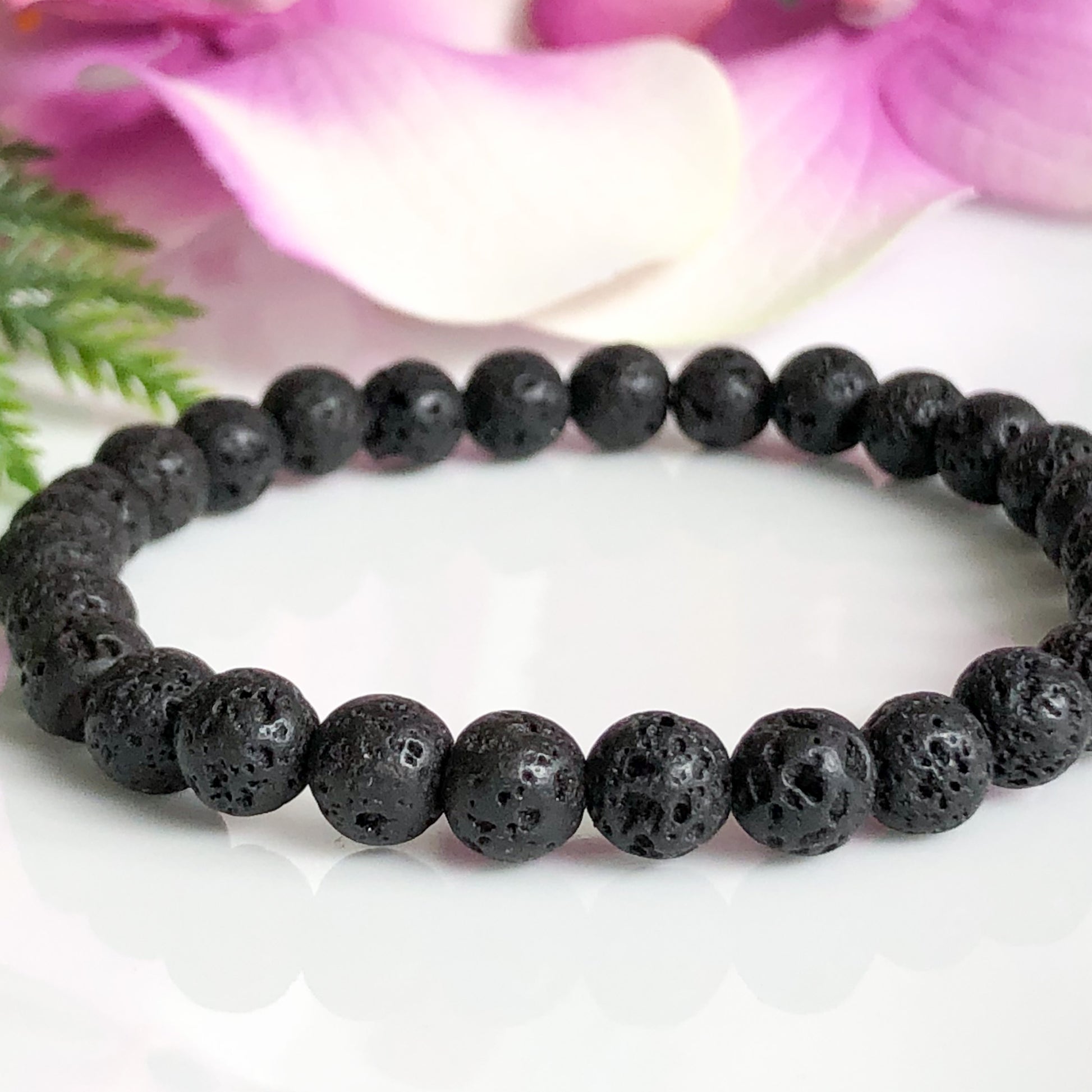 6mm Black Lava Stone Bracelet