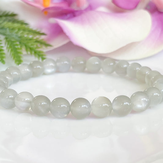 6mm Real White Moonstone Gemstone Bracelet