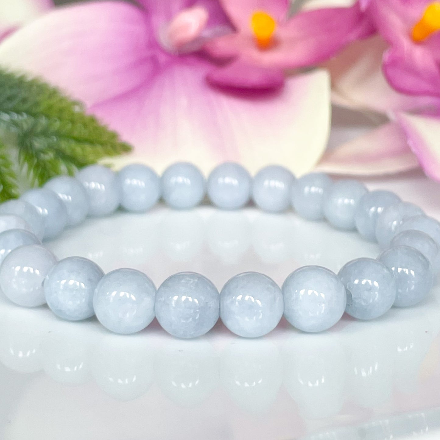 8mm Genuine Aquamarine Gemstone Bead Bracelet