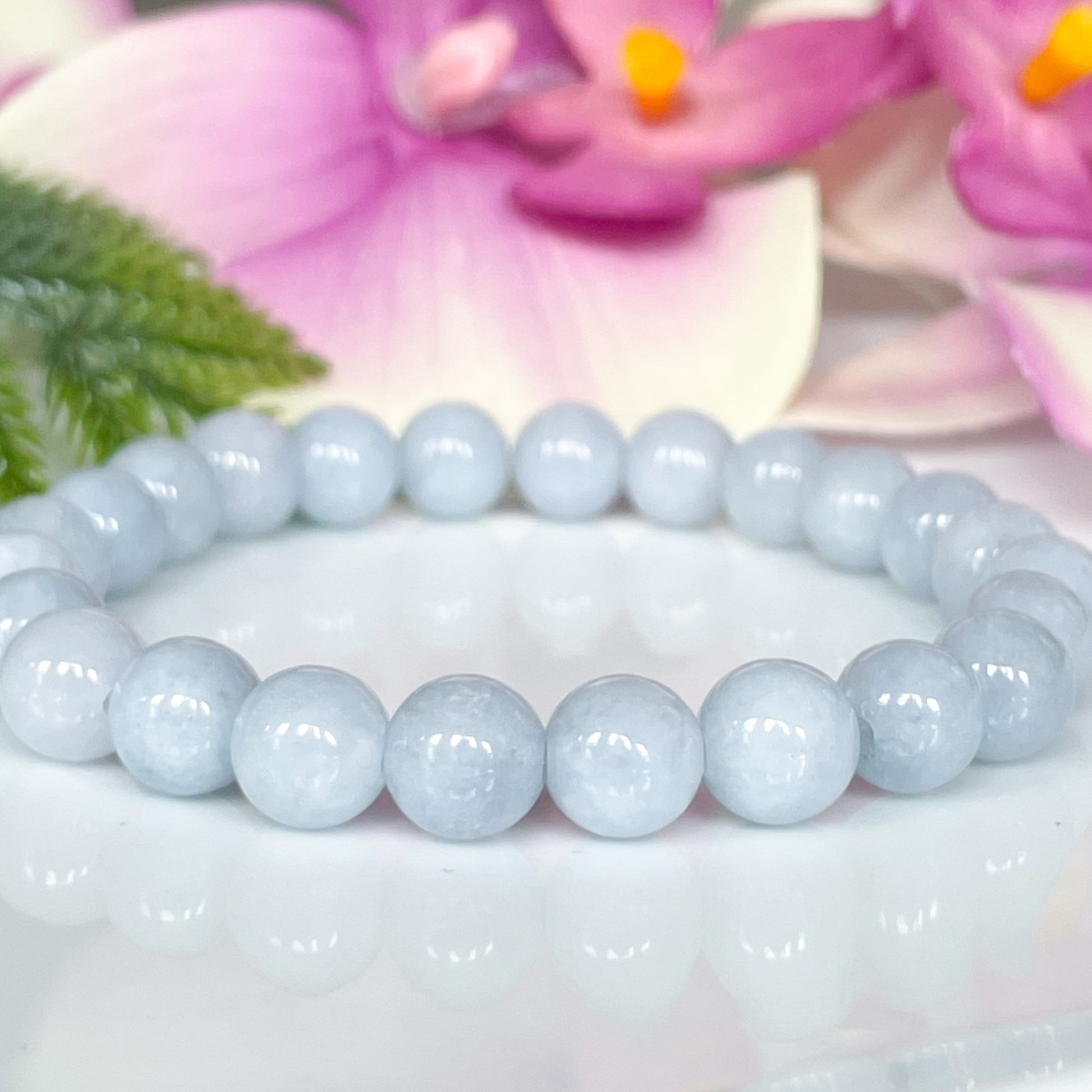 8mm Genuine Aquamarine Gemstone Bead Bracelet