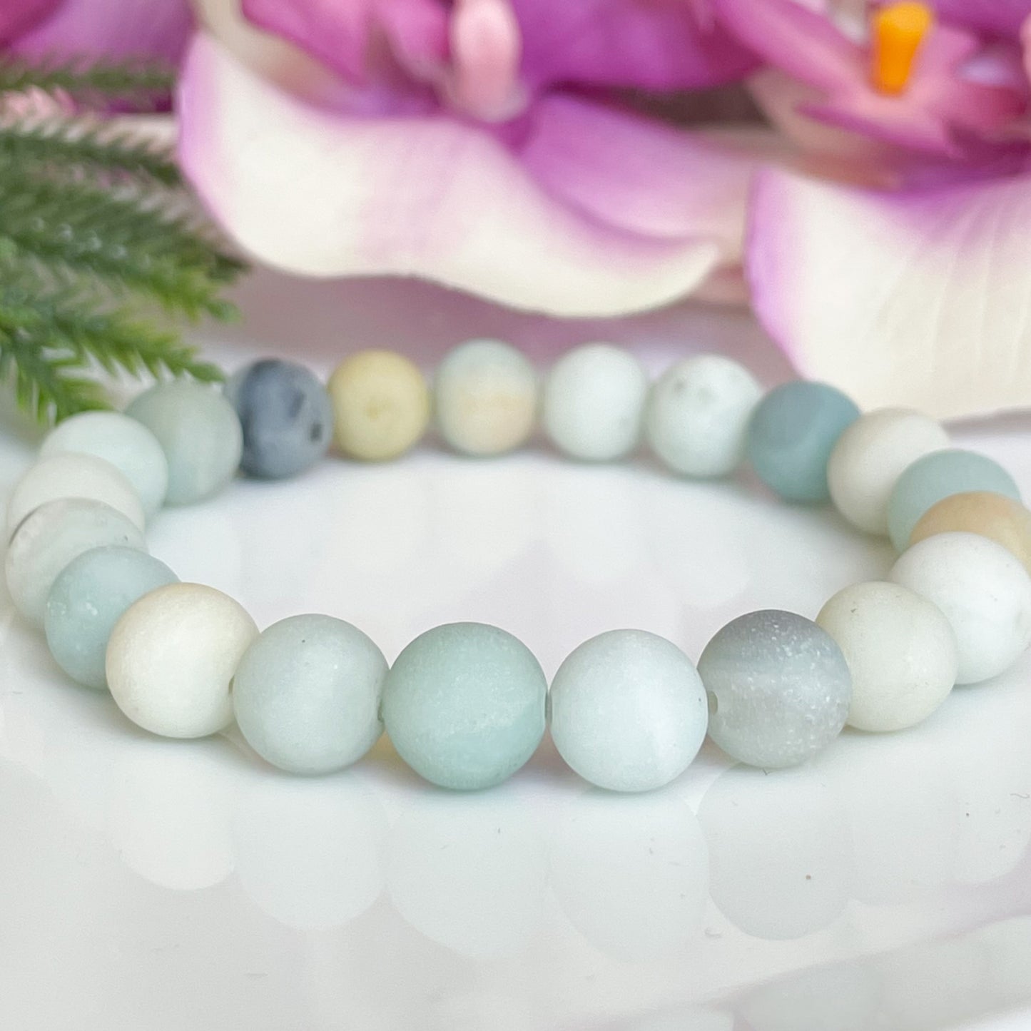 8mm Flower Amazonite Crystal Bracelet