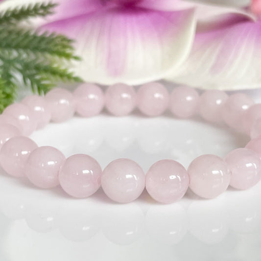 8mm Real Rose Quartz Friendship Crystal Bracelet