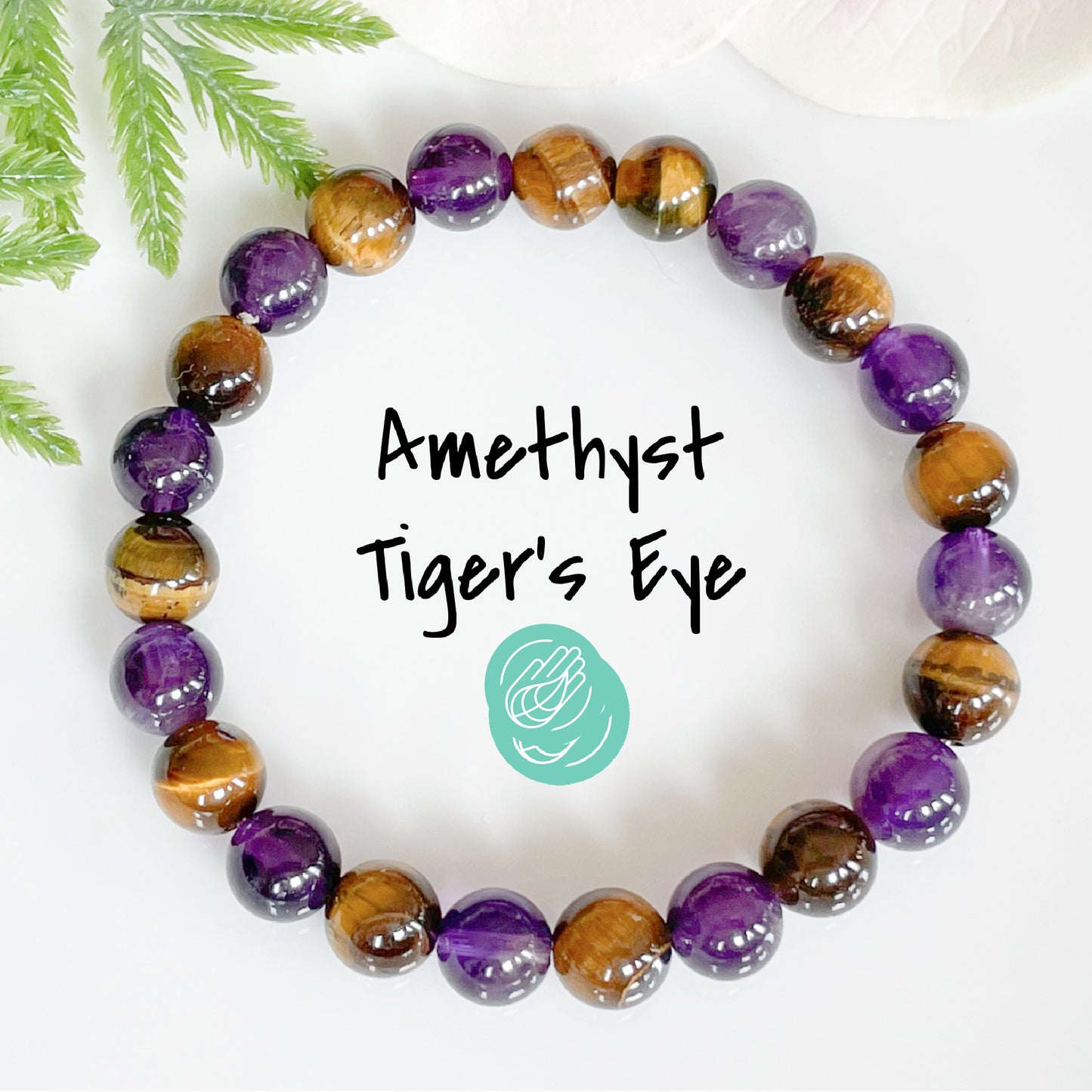 8mm Amethyst and Tigers Eye Crystal Bracelet