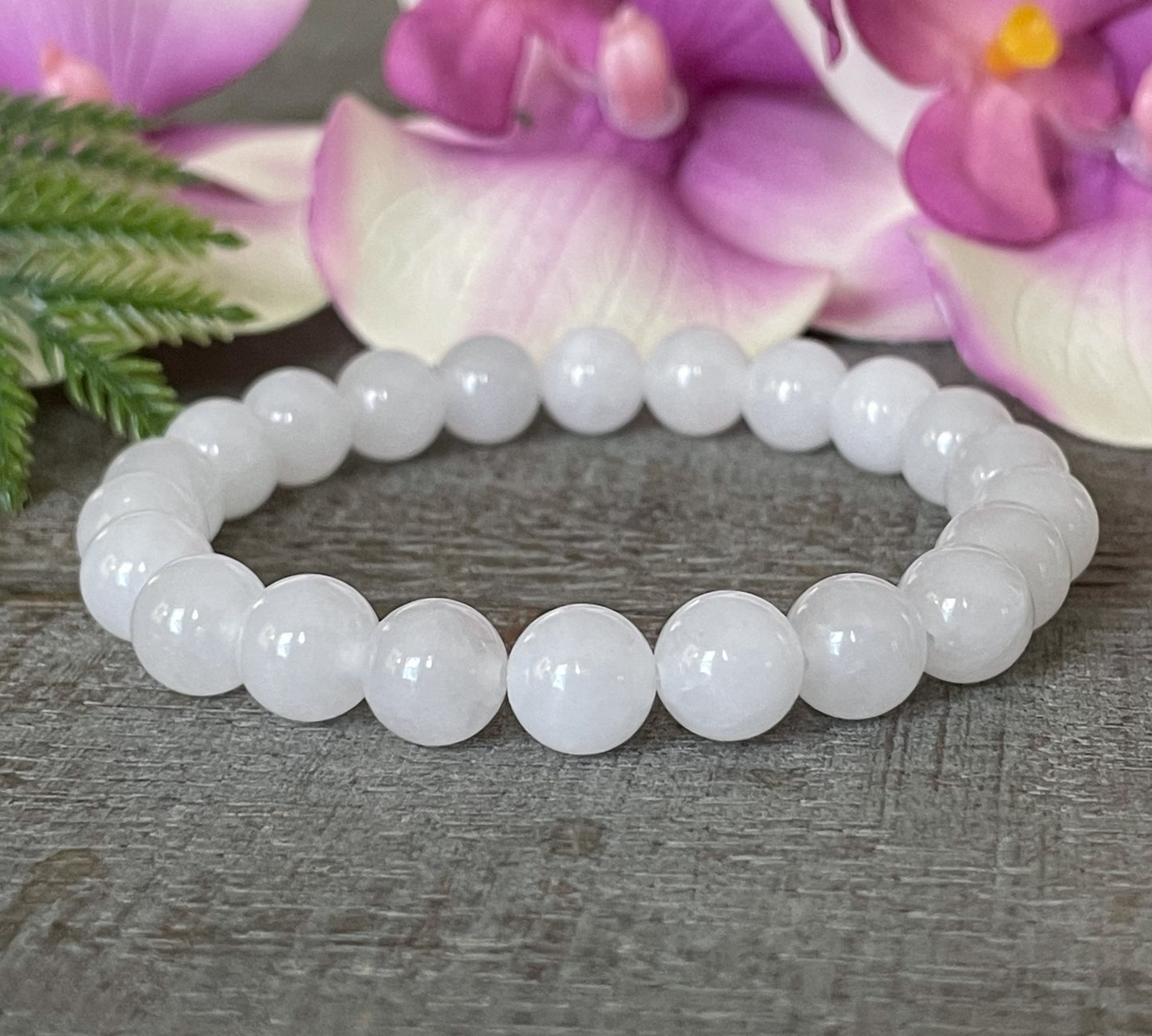 White Jade Bracelet 8mm