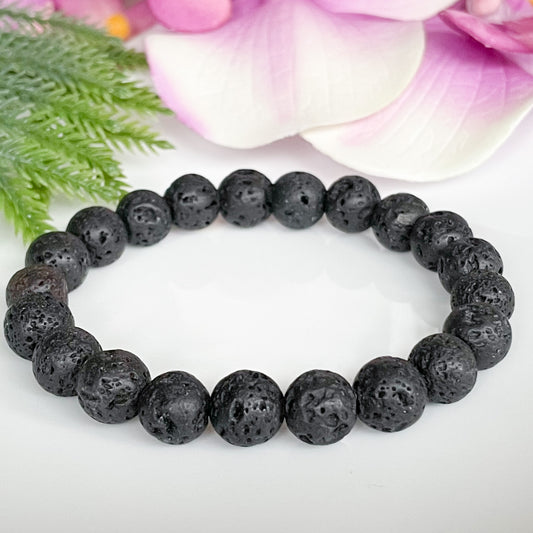 8mm Black Lava Rock Aromatherapy Bracelet for Men