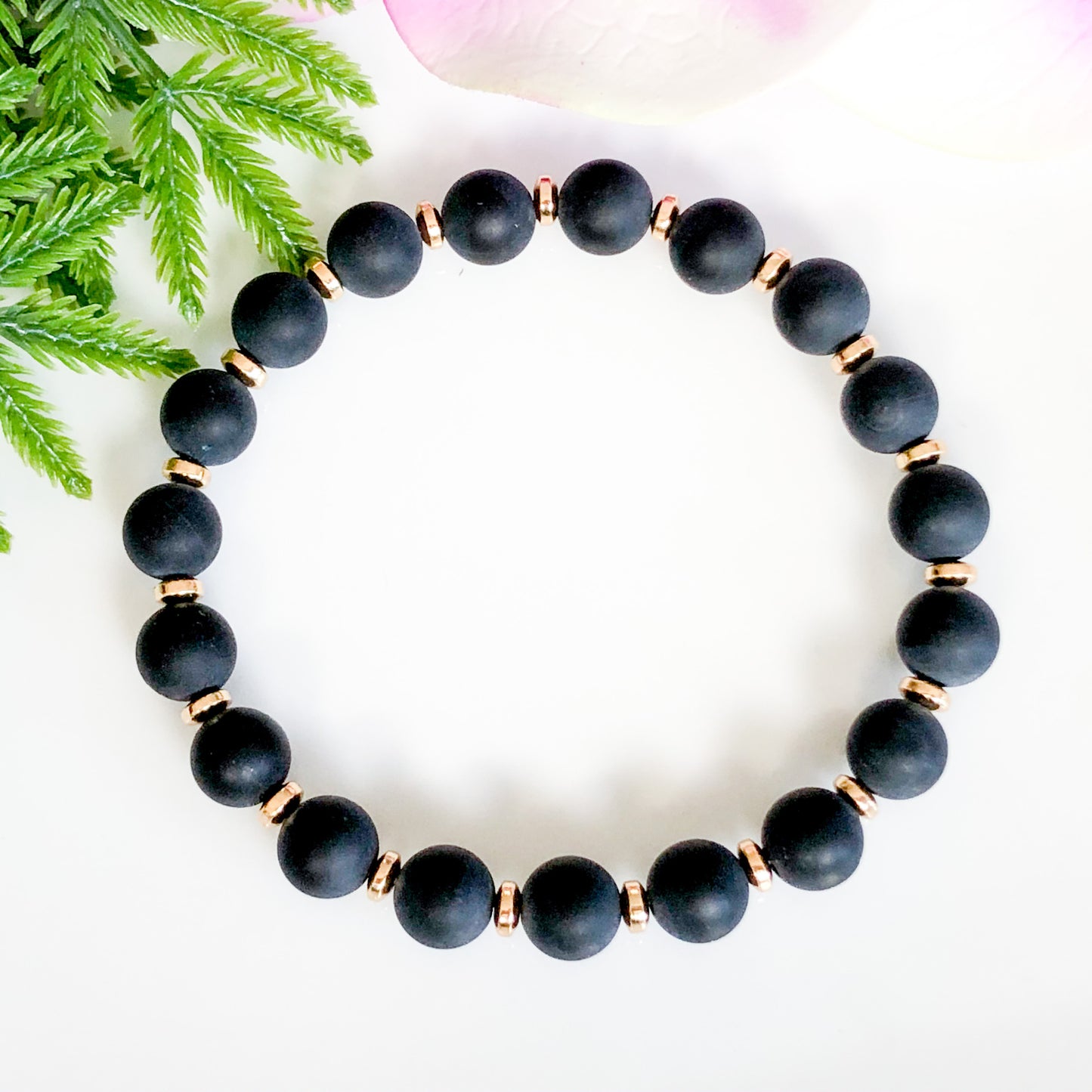 Black Onyx Bracelet Gold for Women or Men