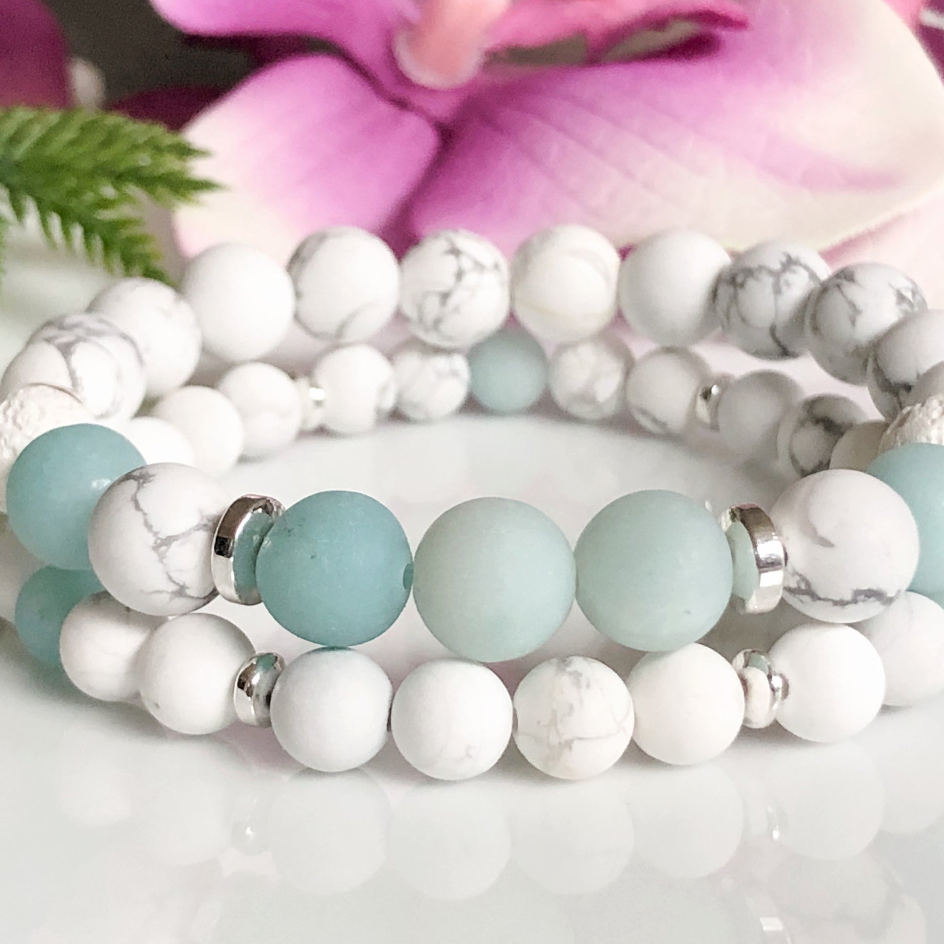 Amazonite & Howlite Anxiety Relief Aromatherapy Bracelet