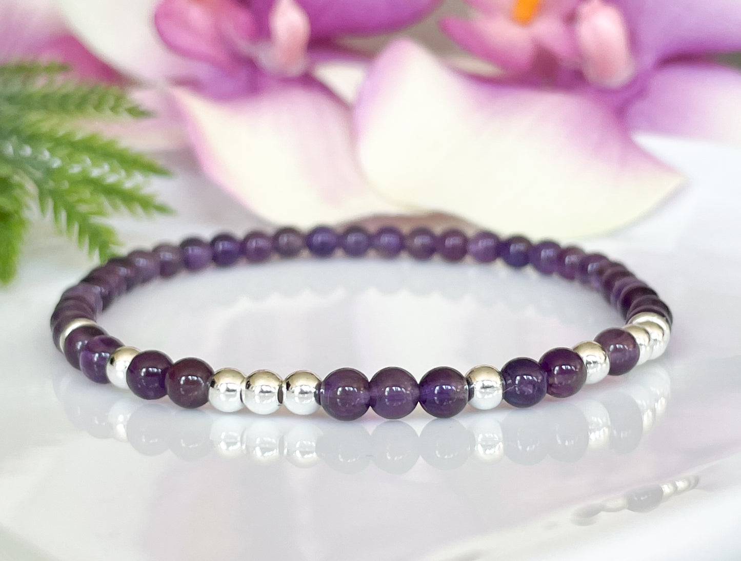 Amethyst Custom Morse Code Bracelet | Send a Secret Message Friendship Gift