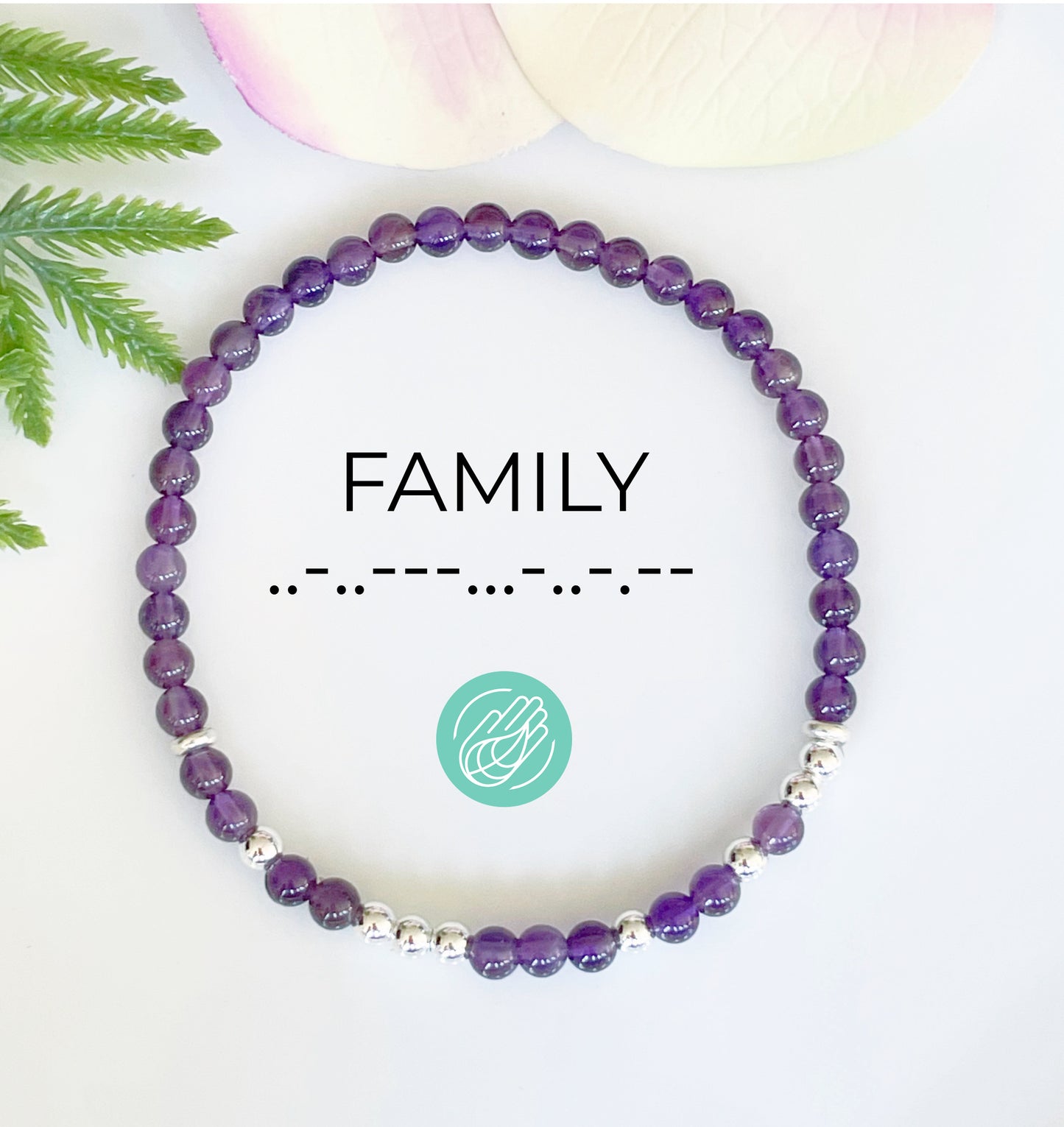 Amethyst Custom Morse Code Bracelet | Send a Secret Message Friendship Gift