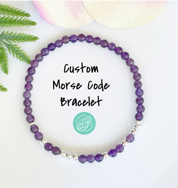 Amethyst Custom Morse Code Bracelet | Send a Secret Message Friendship Gift