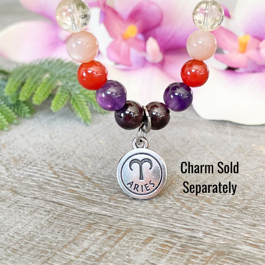 Aries Silver Charm on Aries Zodiac Bracelet