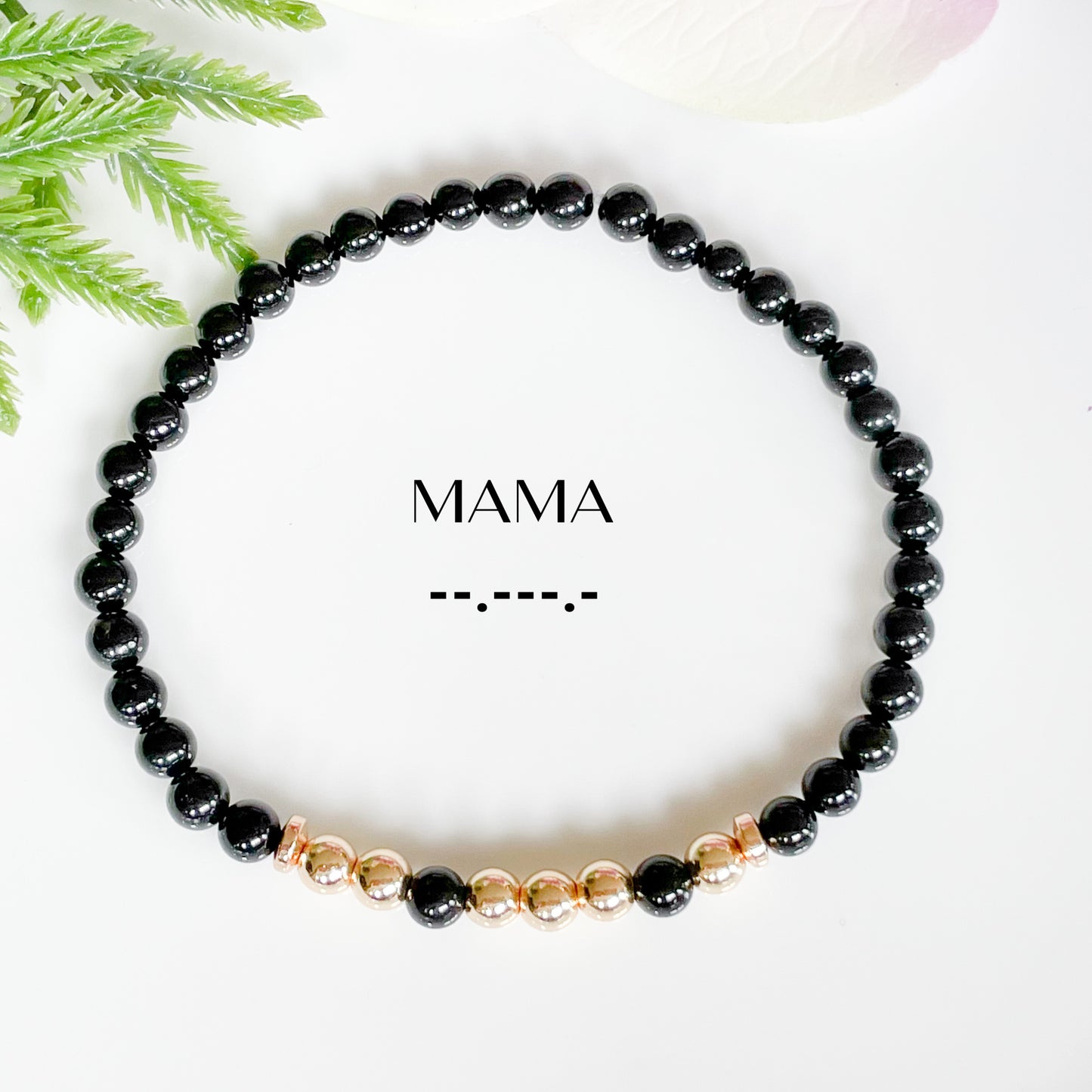 Black Tourmaline Custom Morse Code Bracelet | Send a Secret Message