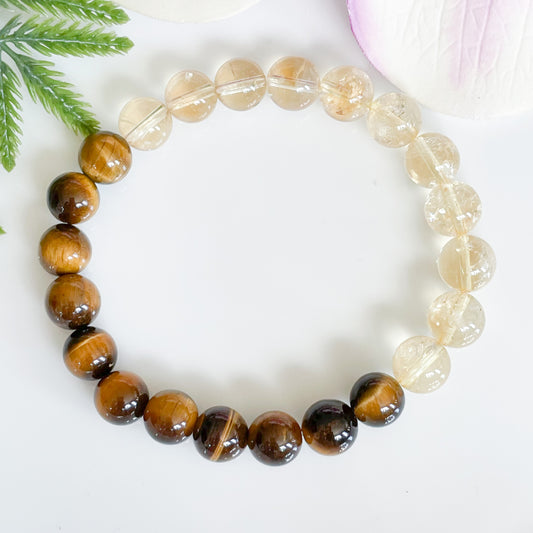 Tigers Eye and Citrine Crystal Bracelet