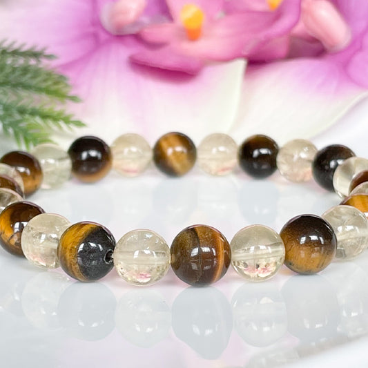 Citrine and Tigers Eye Healing Crystals Abundance Bracelet 