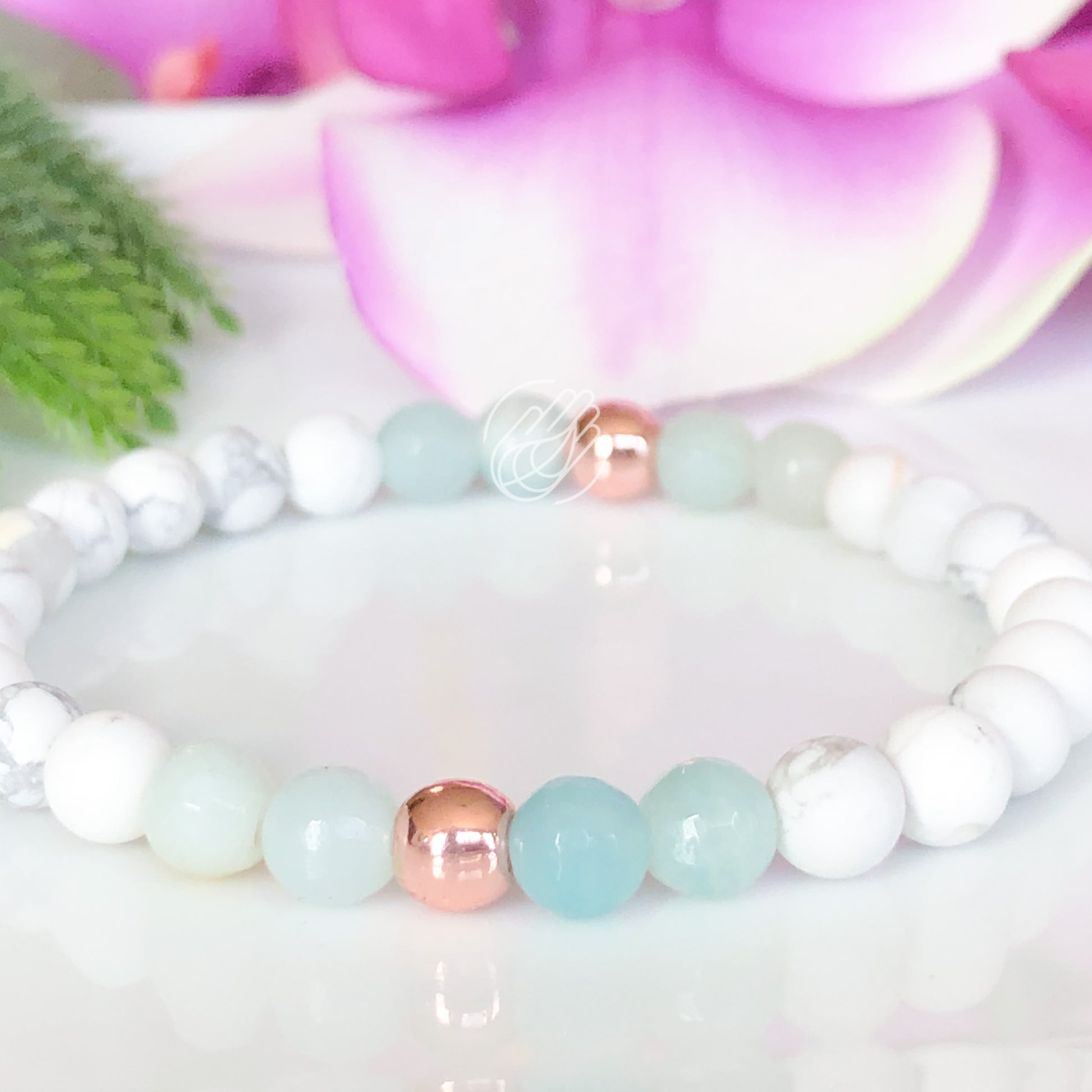 Amazonite & Howlite Gemstone Anxiety Relief Bracelet