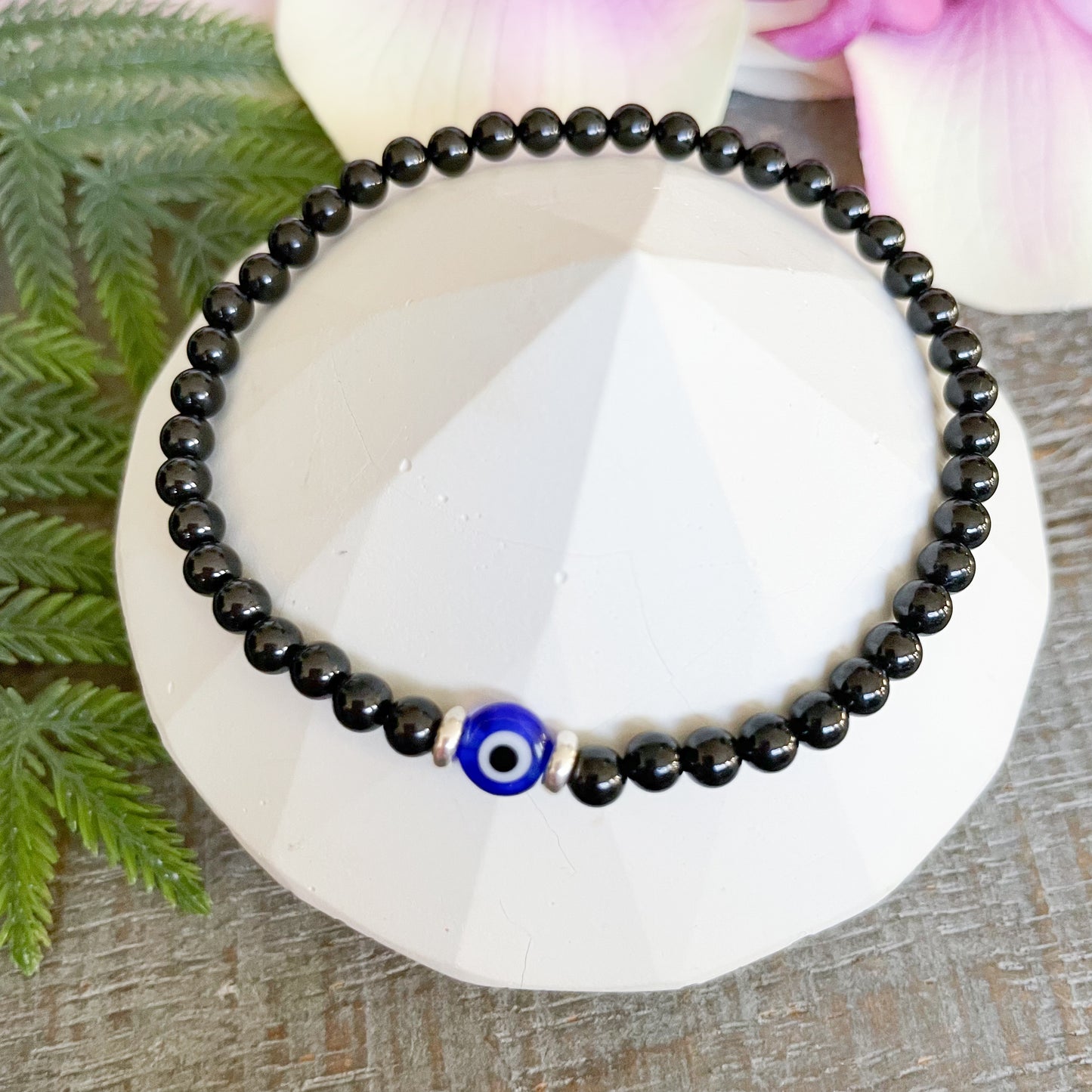 Black Tourmaline Evil Eye Bracelet for Men