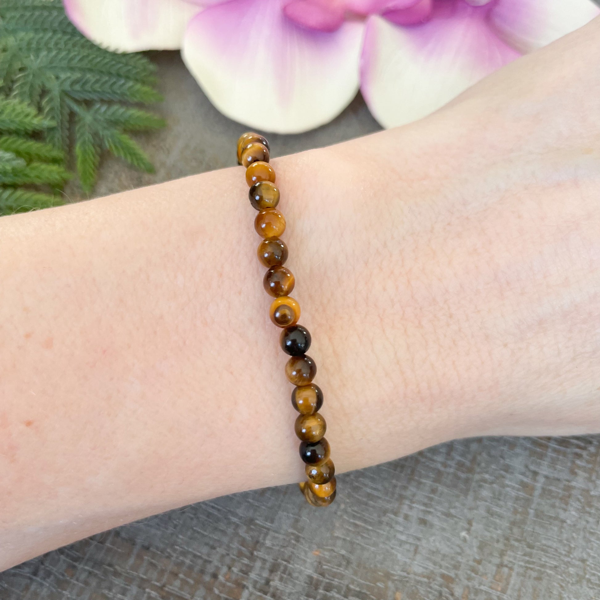 4mm Real Tigers Eye Gemstone Bracelet