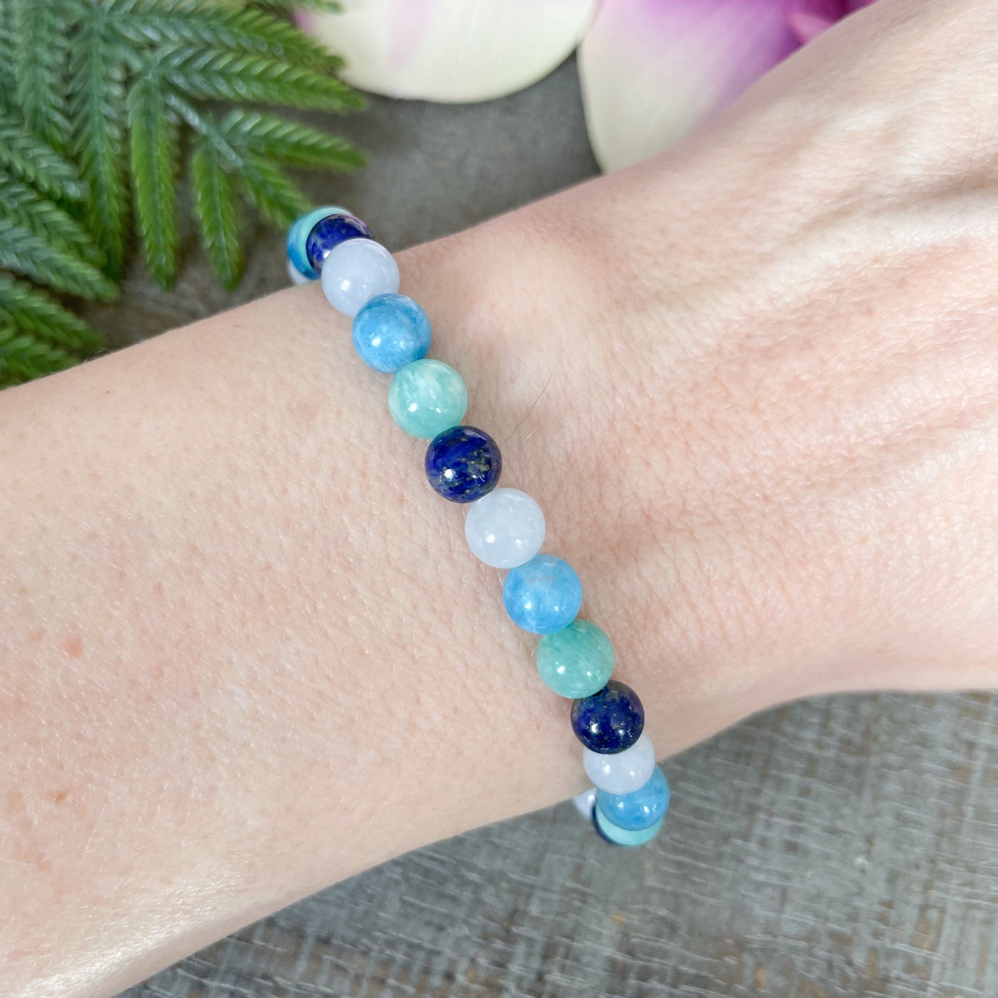 Throat Chakra Healing Crystals Bracelet 6mm Gemstones