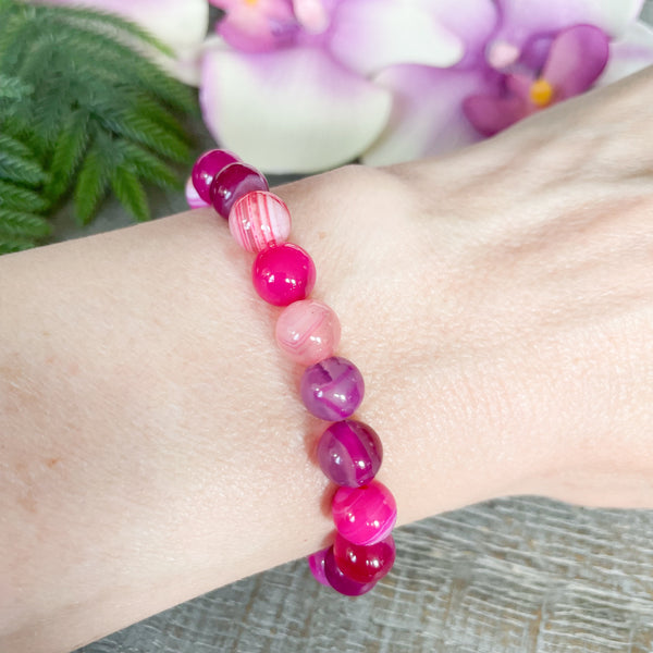 Pink Agate Gemstone Bracelet for Women