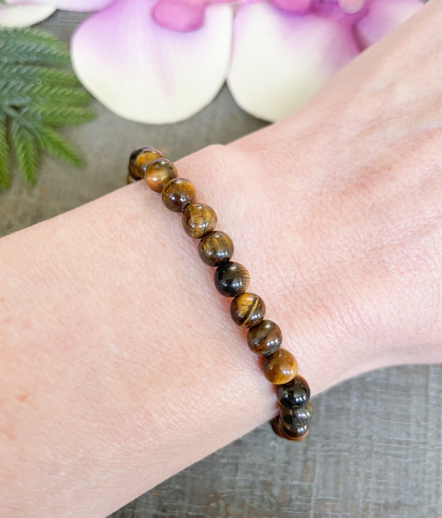 6mm Real Tigers Eye Gemstone Bracelet