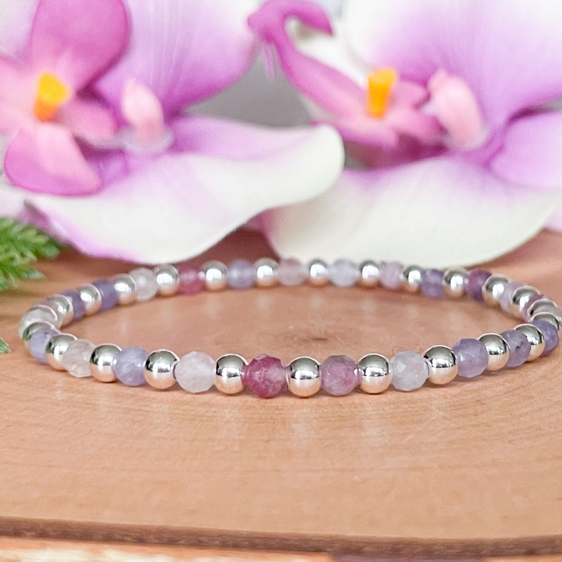 4mm Dainty Pink Tourmaline October Birthstone Bracelet