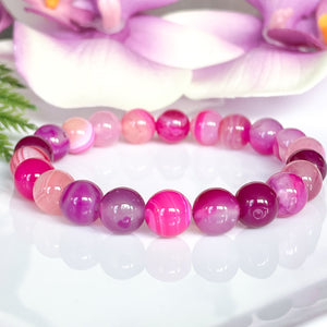 Pink Agate Gemstone Bracelet for Women