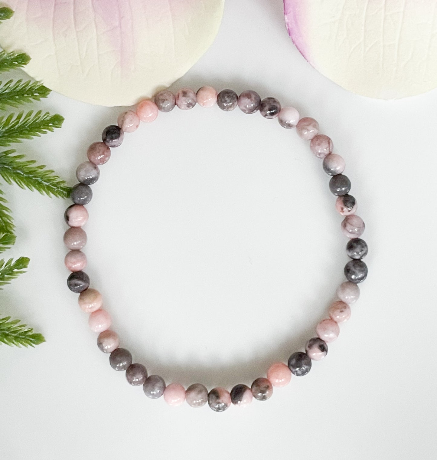 4mm Pink Zebra Jasper Healing Bracelet