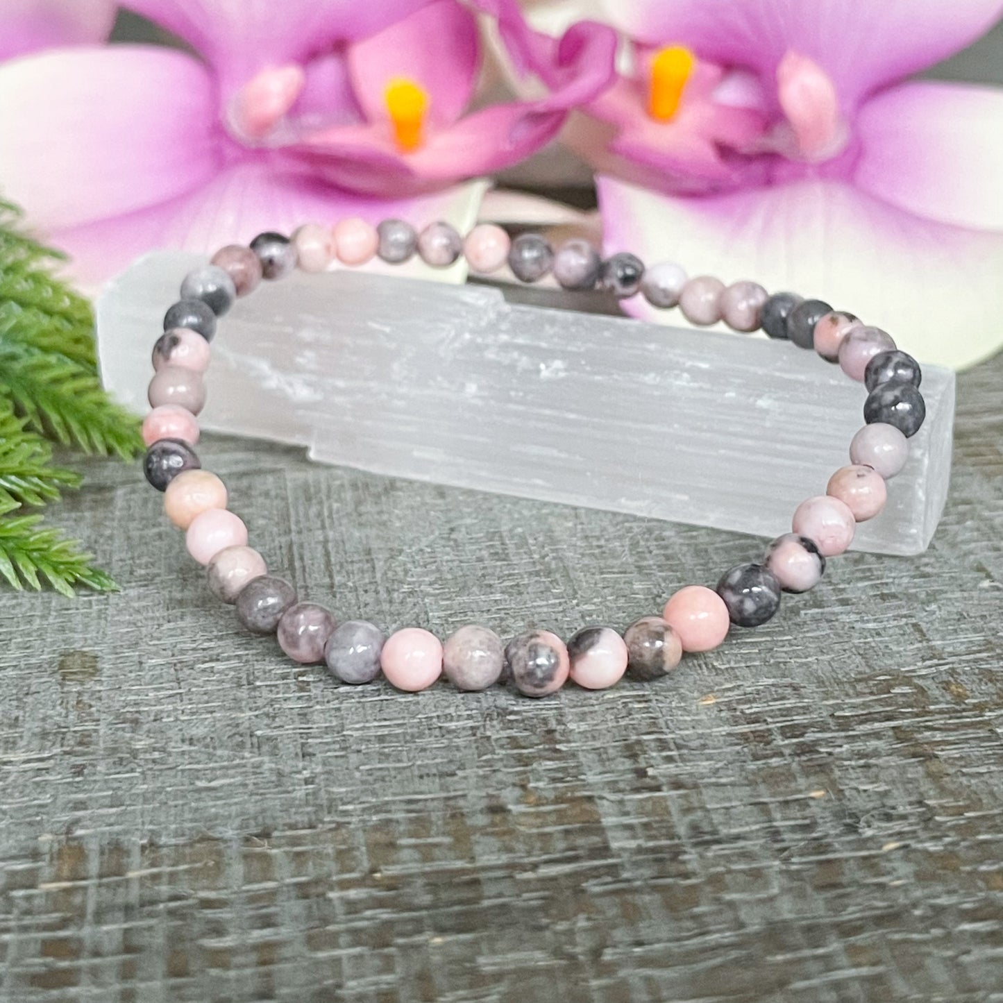 4mm Pink Zebra Jasper Healing Bracelet