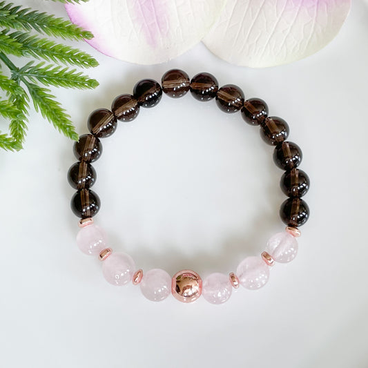 Rose Quartz and Smoky Quartz Anxiety Relief Bracelet